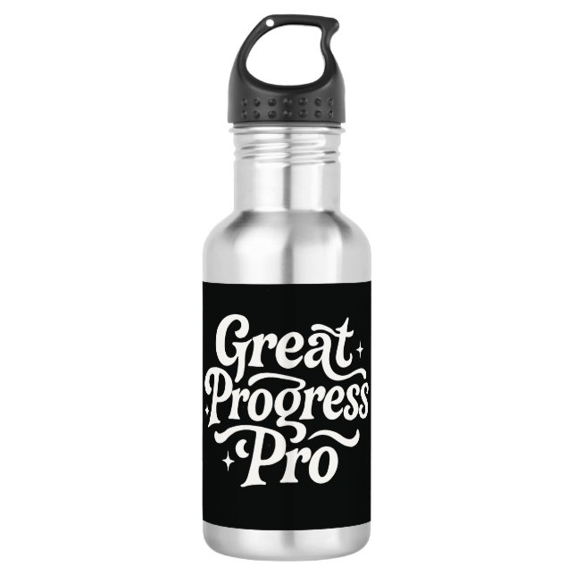 Garrafa de Água Motivacional Great Progress Pro" (Frente)