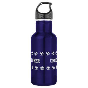 Garrafa de água, personalizada, futebol, azul