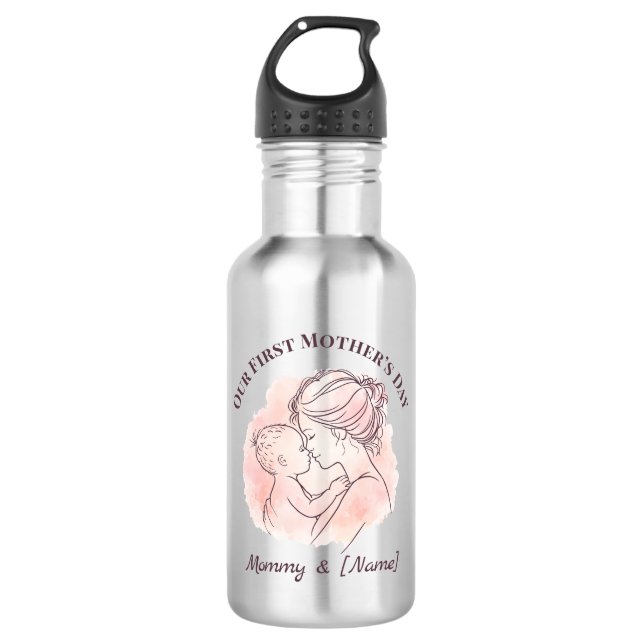 Garrafa de Água Personalizada para o Primeiro Dia  (Frente)