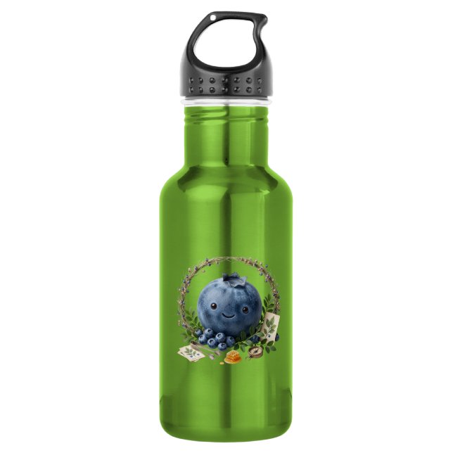 Garrafa de Água Verde Fofa Kawaii Mirtilo (Frente)
