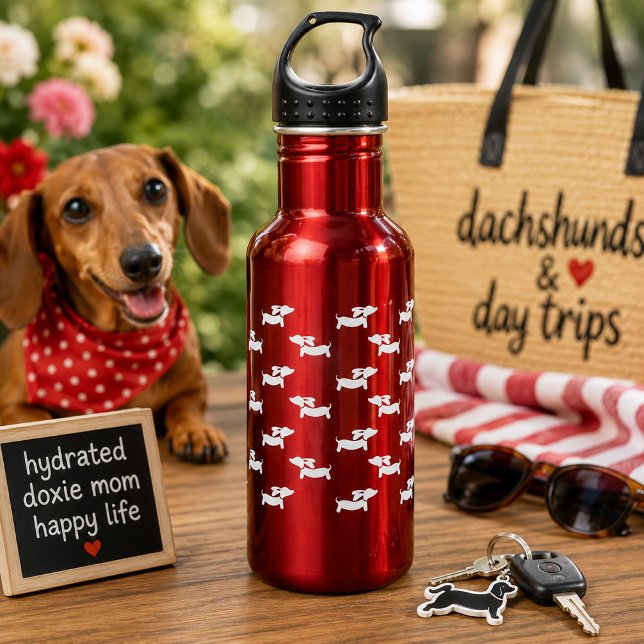 Garrafa de água vermelha do cão Wiener Dachshund (Dachshund Wiener Dog Red Water Bottle)