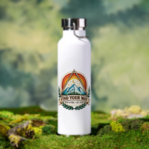 Garrafa de Água Vintage Montanha em Aço Inox