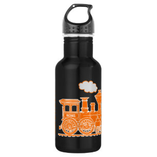 Garrafa de bebidas laranja trem crianças nome comp