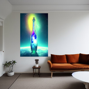 garrafa de dentro de galáxia   AI Art Poster