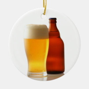 Garrafa de enfeites de natal da cerveja