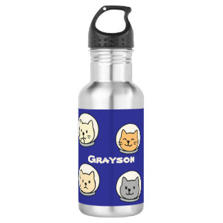 Garrafa de Gato Astronauta Fofa Com Nome