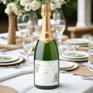 Garrafa de Vinho de Casamento Sage Greenery & Flor