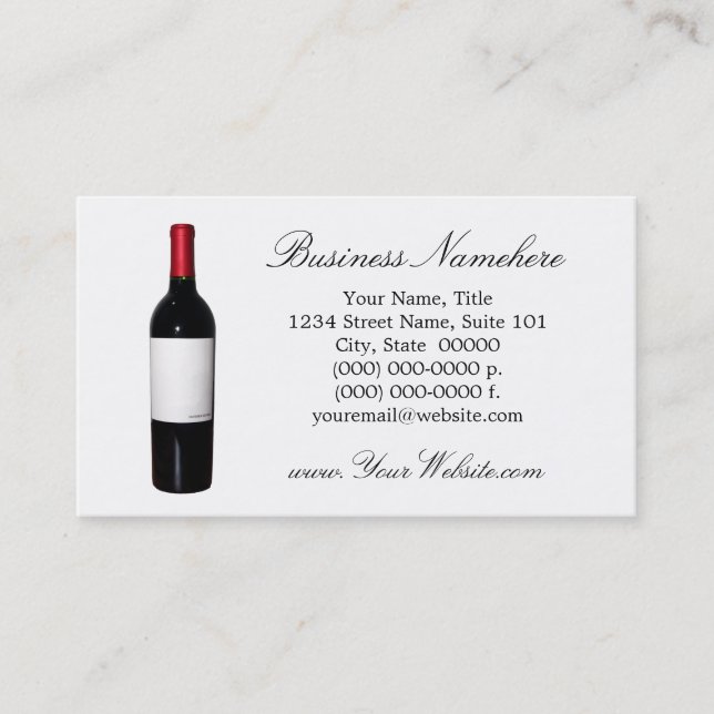 Garrafa de vinho (rótulo do Vazio) Cartões de visi (Frente)