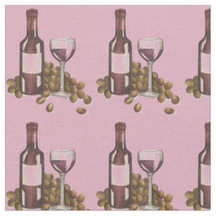 Garrafa de vinho tinto Uvas de vidro Tecido de vin