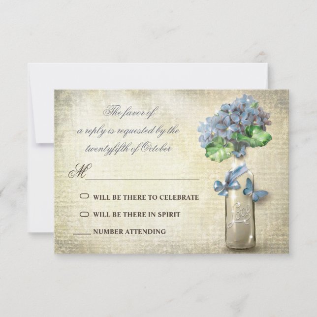 garrafa de vinho vintage & flores casamento rsvp (Frente)