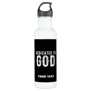 GARRAFA DEDICADO A DEUS TEXTO BRANCO PERSONALIZÁVEL LEGAL