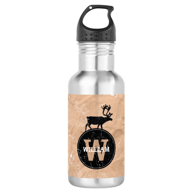 Garrafa Deer Monogramas - Papel castanho-marrom, russo, af (Frente)