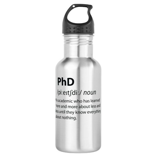 Garrafa Definição de Dicionário Engraçado PhD (Frente)