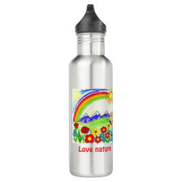 Garrafa Desenho Colorido da Natureza para Amantes da Natur