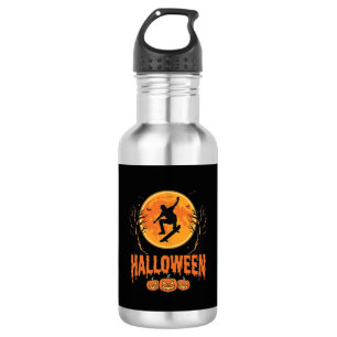 Garrafa Desenho de Lua de Skateboard de Halloween