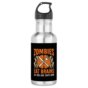 Garrafa Desenho Vetorial de Zumbi Engraçado Comendo Cérebr