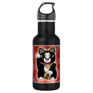 Garrafa Design de Cartoon Ilustrado de Tuxedo Gato Sortudo