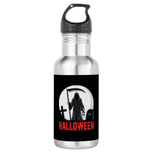 Garrafa Design de Cemitério do Ceifador de Halloween