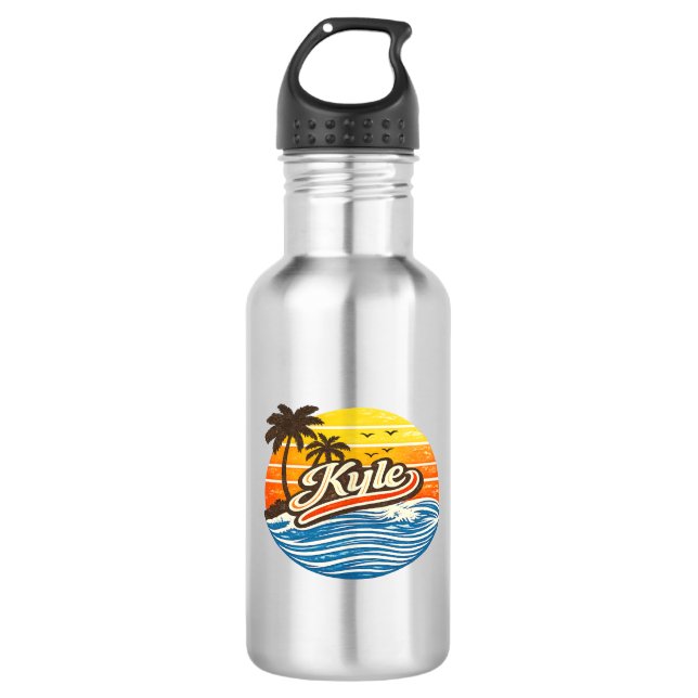 Garrafa Design de Nome Kyle Retro Sunset (Frente)