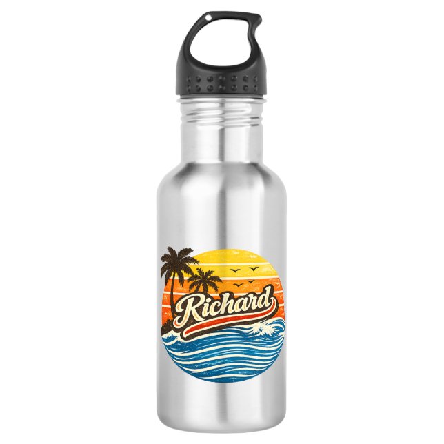 Garrafa Design de Nome Richard Retro Sunset (Frente)