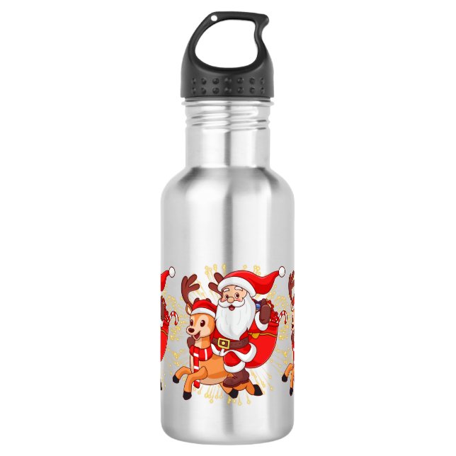 Garrafa **"Design de Papai Noel Divertido – Roupa Alegre e (Frente)