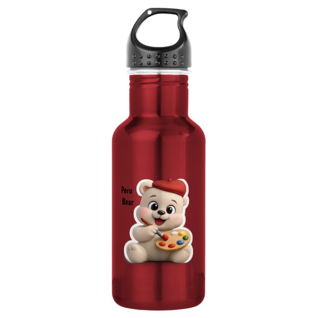Garrafa Design de Urso de Pelúcia Adorável e Fofo (Frente)