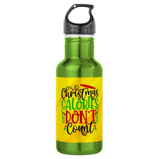 Garrafa Design Divertido de Natal - Calorias Não Contam (Frente)