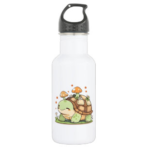 Garrafa Design Kawaii Cottagecore de Tartaruga Florestal F
