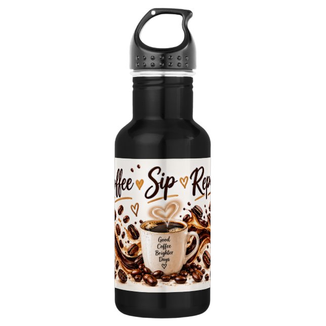 Garrafa Design para Amantes de Café 'Coffee Sip Repeat' (Frente)