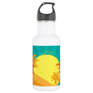 Garrafa Design retro tropical do surf da praia do por do