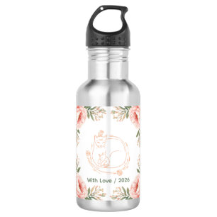 Garrafa Dia das Mães Floral Personalizado Mamãe Gata e Gat