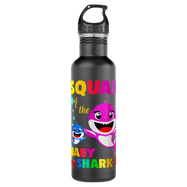 Garrafa Dia de as mães da Família de Tubarões Quadrados (Frente)