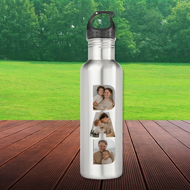 Garrafa Dia de os pais de Colagem de Fotografias do pai (Dad Photo Collage Father's Day Stainless Steel Water Bottle
)