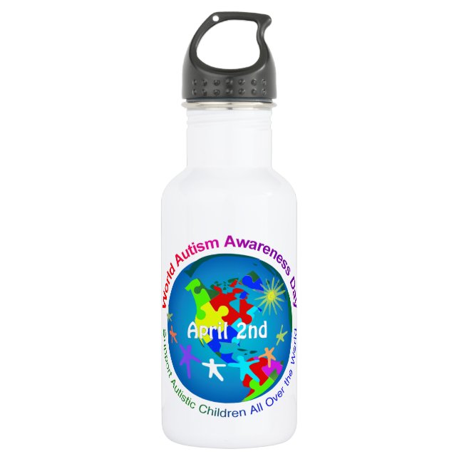 Garrafa Dia Mundial da Consciência do Autismo (Frente)