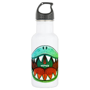 Garrafa Diversão Dinossaur Mouth Kids Cartoon Blue Green N