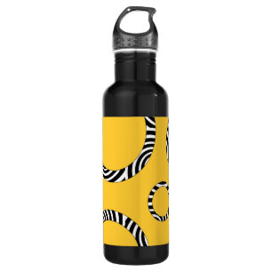 Garrafa Douradas faixas brancas pretas e círculos