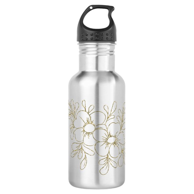 Garrafa Dourado Floral (Frente)