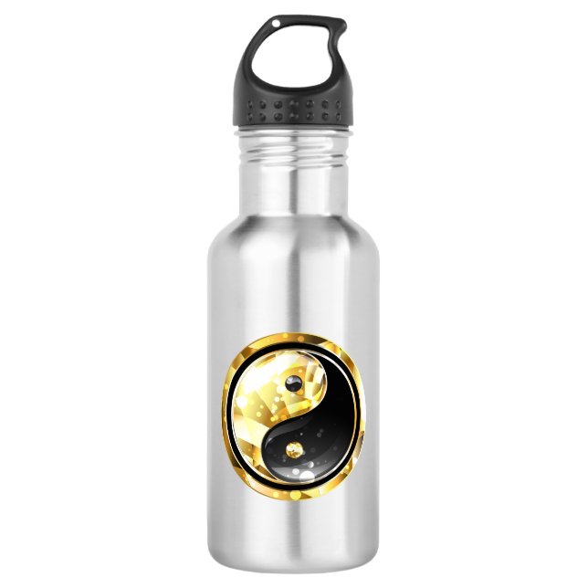 Garrafa Dourado Yin Yang a preto (Frente)