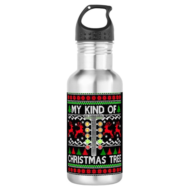 Garrafa Drag Racing Christmas Tree Ugly Xmas Sweater (Frente)