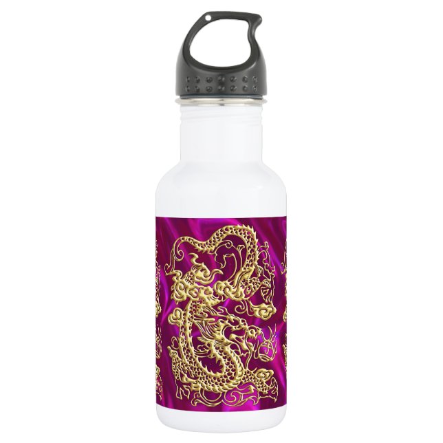 Garrafa Dragão Dourado magenta Satin Impressão (Frente)