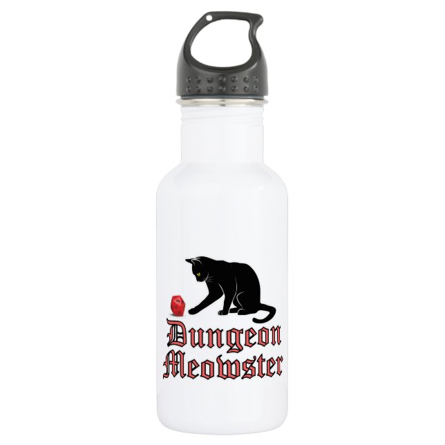 Garrafa Dungeon Meowster Engraçado Gato RPG com Dice (Frente)