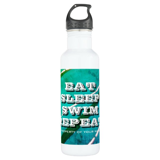 Garrafa Eat Sleep Natação Repetir fotografia de piscina de (Frente)
