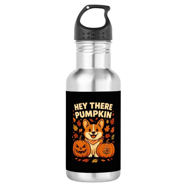 Garrafa Ei Lá Abóbora Corgi Halloween Abóboras Outono  (Frente)