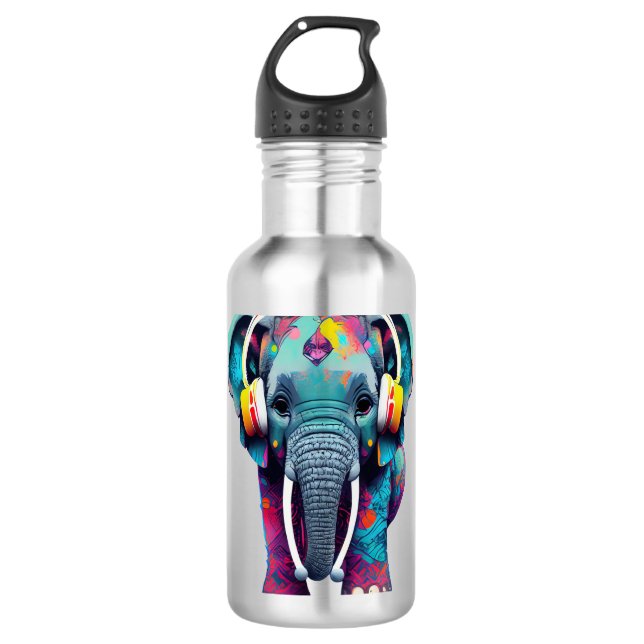 Garrafa Elefante de Bebê Bonito com Fones de ouvido (Frente)