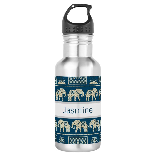 Garrafa Elefante Tribal e Árvores Personalizadas (Frente)