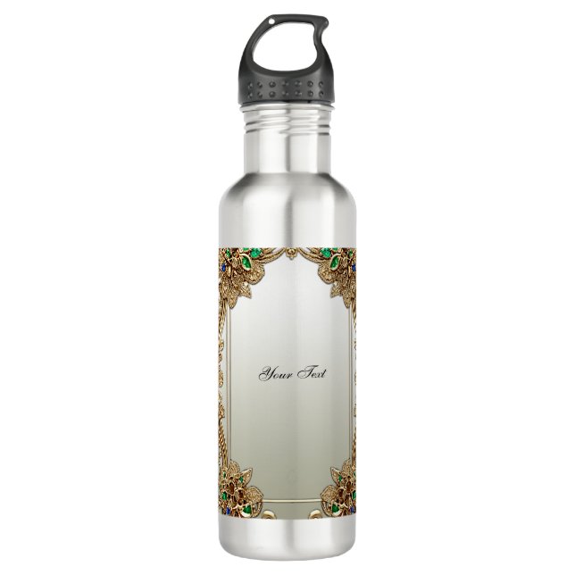 Garrafa Elegant Gold Ornate Water Bottle (Frente)
