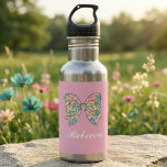 Garrafa Elegant Pink Bow and Custom Name<br><div class="desc">Elegant Pink Bow & Custom Name Stainless Steel Water Bottle - Personalized Girly Ribbon Water Bottle - Chic Gift for Girls and Teens Hydrate in style with our stunning personalized pink stainless steel water bottle, featuring a charming and delicate bow design. This elegant bottle is the perfect blend of fashion...</div>