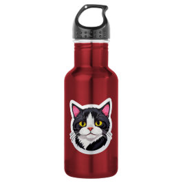 Garrafa Elegant Water Bottle with Black & White Cat Sticke