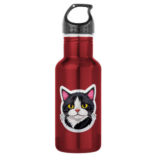 Garrafa Elegant Water Bottle with Black & White Cat Sticke