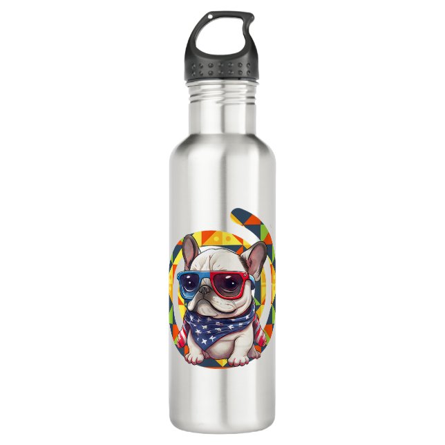 Garrafa Elegante Azul Padrão Floral Cerâmica (Frente)